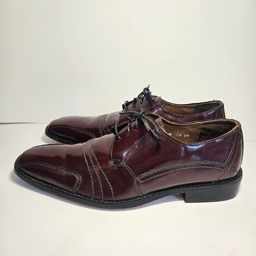 Stacy Adams Paramount Mens‎ Burgundy Patent Leather Bicycle Toe Oxford Shoes 8M